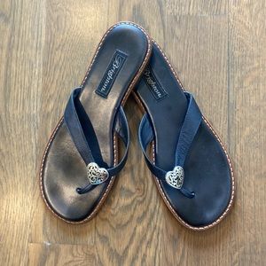 Sz 8 Brighton Navy Blue ‘Silver Heart’ Signature Sandal